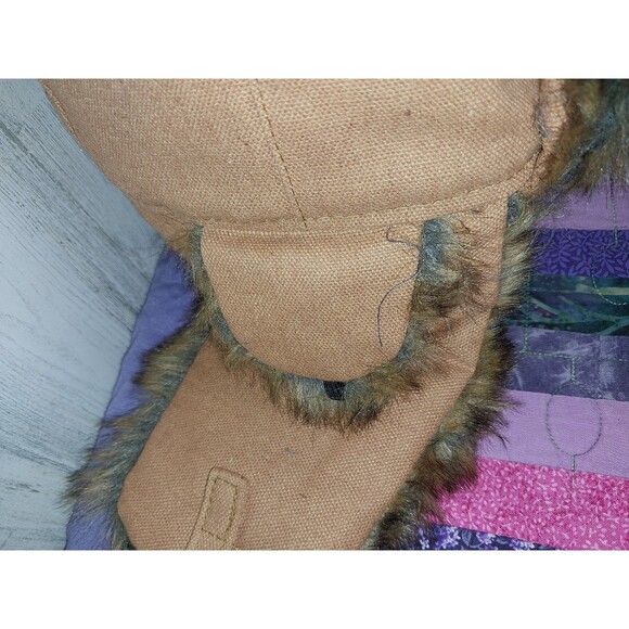 Trapper Hat Faux Fur Lined NWT Clear Creek Adult One Size Fits All Canvas Shell - Picture 6 of 11